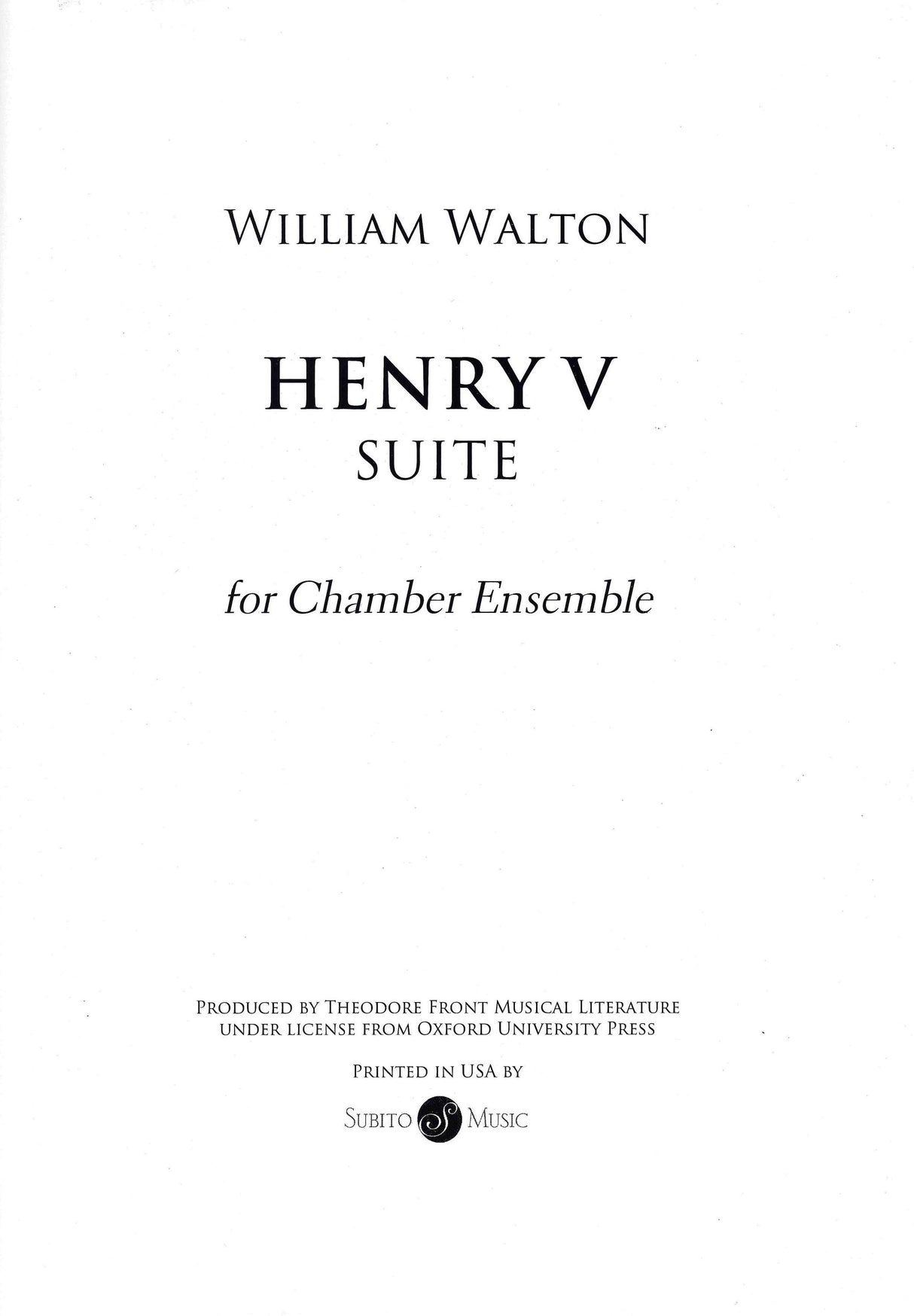Walton: Henry V Suite (arr. for chamber orchestra)