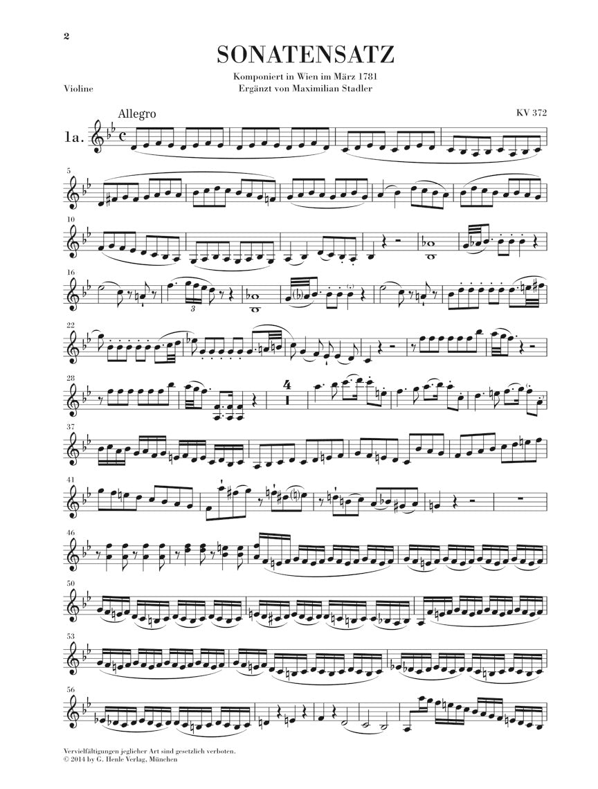 Mozart: Violin Sonatas - Fragments