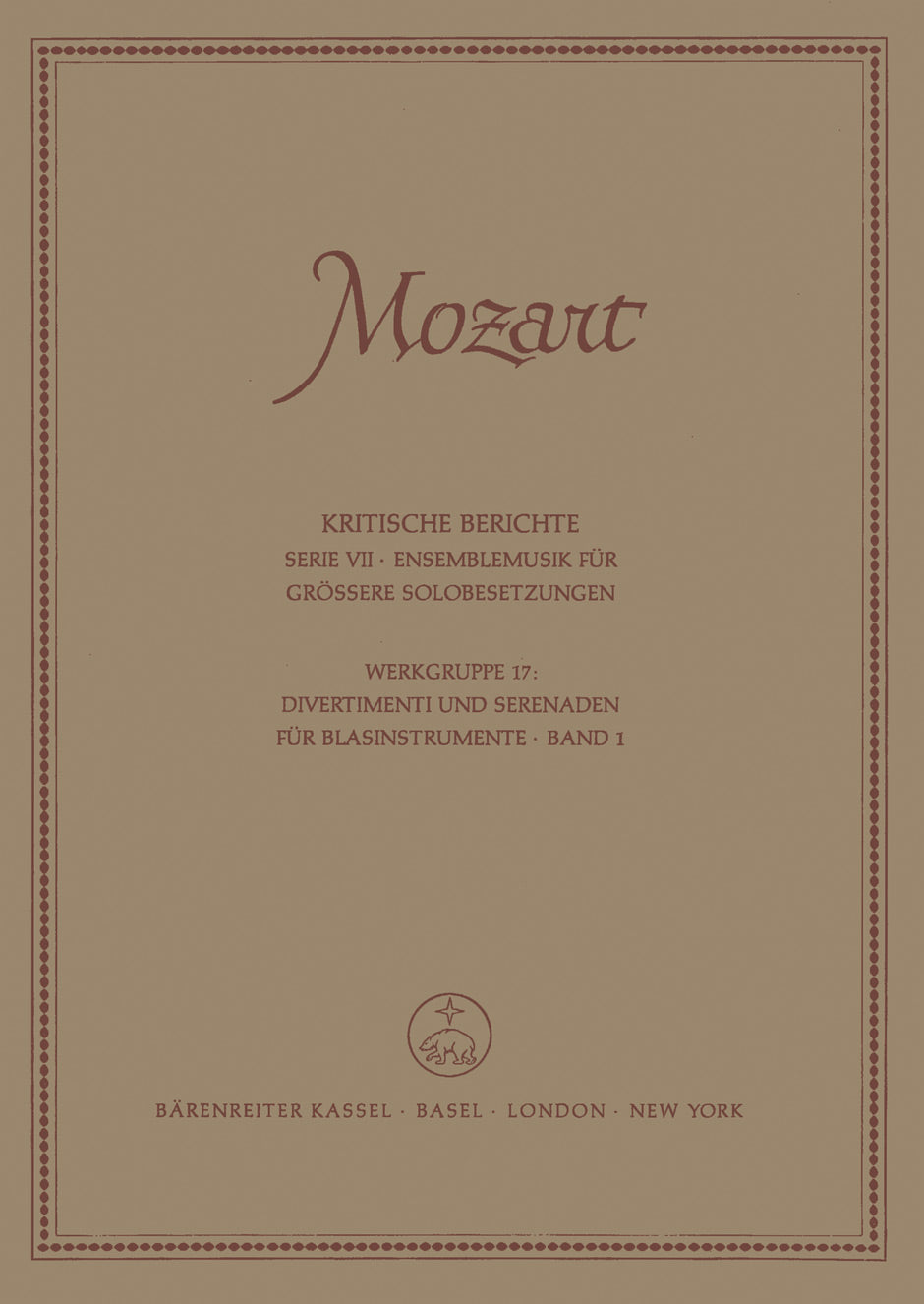 Mozart: Divertimenti and Serenaden für Blasinstrumente, Band 1