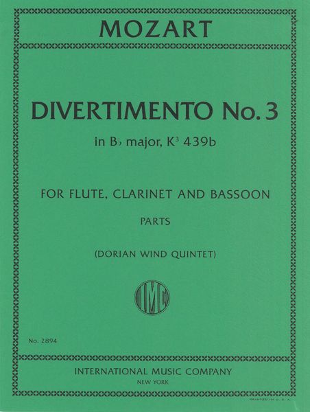 Mozart: Divertimento No. 3 in B-flat Major, K. 439b