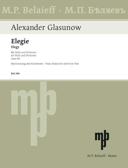 Glazunov: Élégie in G Minor, Op. 44