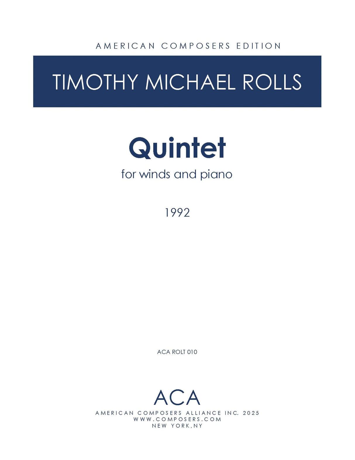 Rolls: Quintet for Winds and Piano
