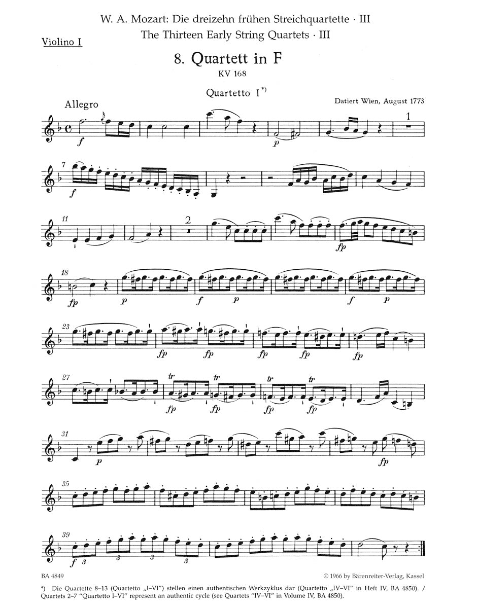 Mozart: The 13 Early String Quartets - Volume 3 (K. 168-170)