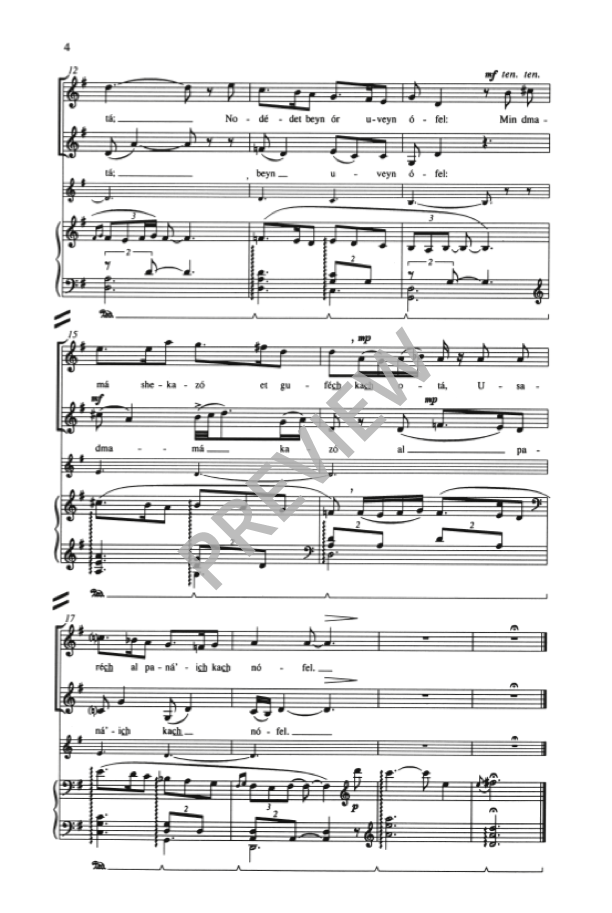 Whitacre: 5 Hebrew Love Songs (Version for SATB Choir)