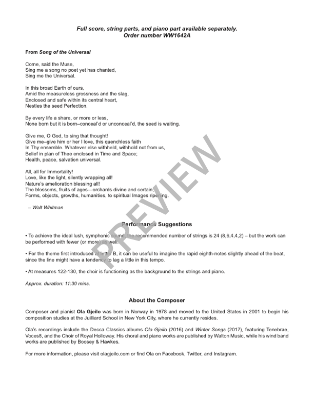 Gjeilo: Song of the Universal