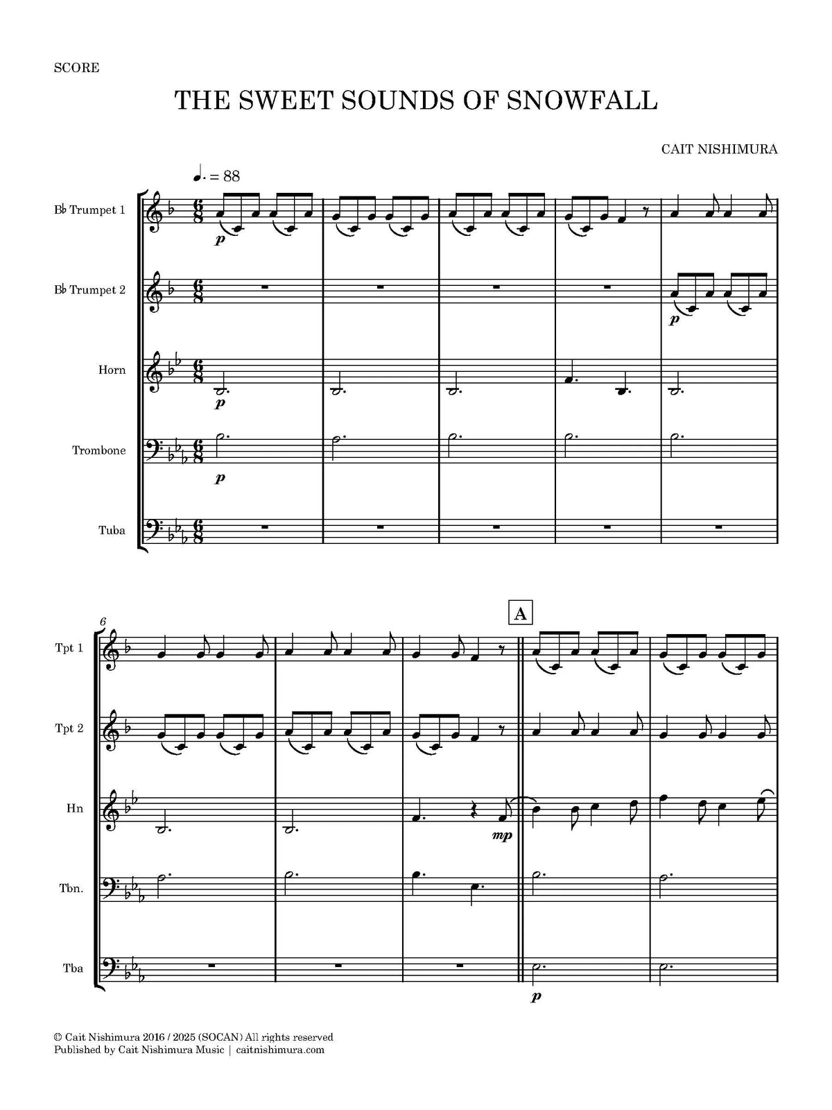 Nishimura: The Sweet Sounds of Snowfall (Version for Brass Quintet)