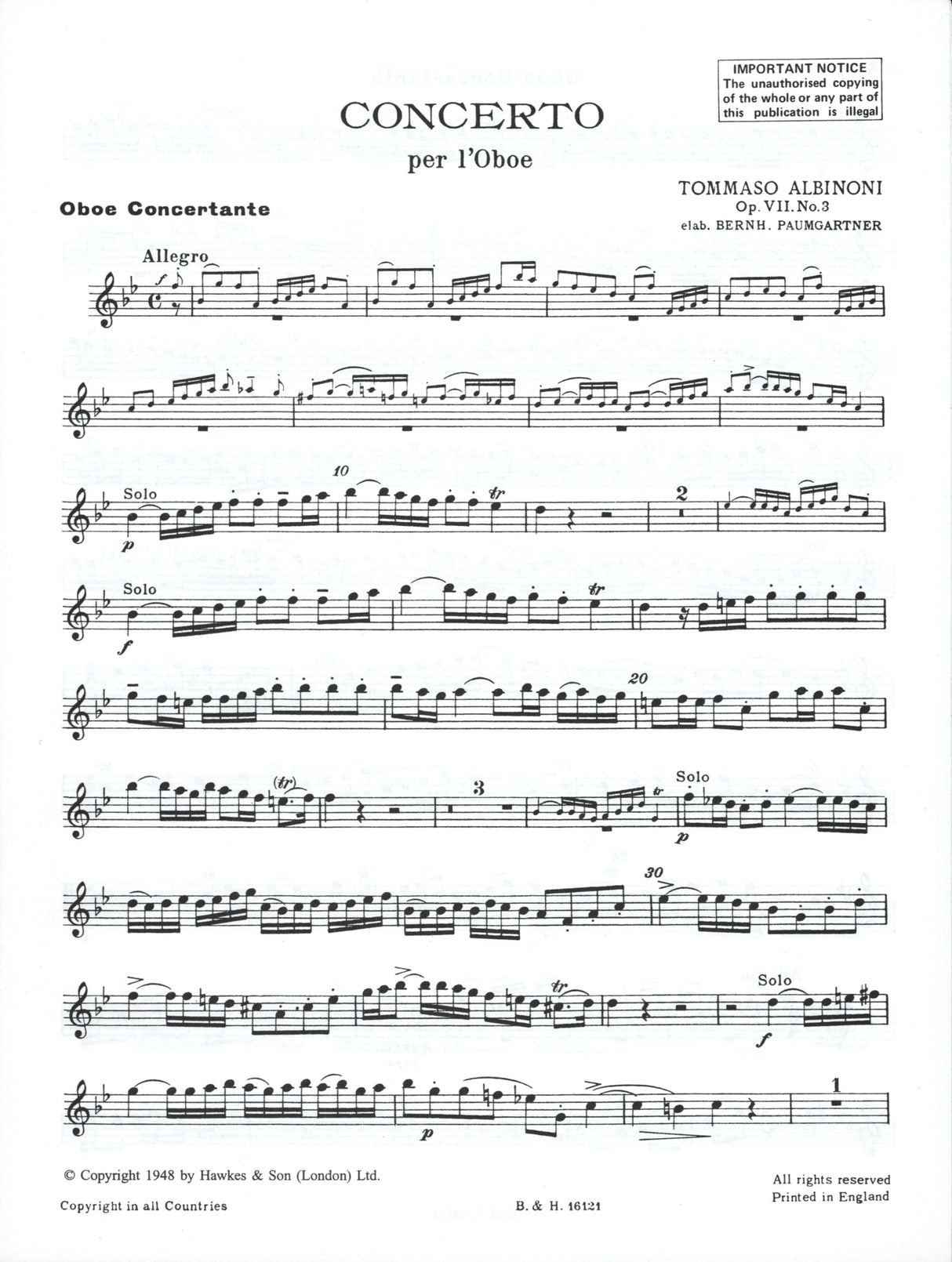 Albinoni: Oboe Concerto, Op. 7, No. 3