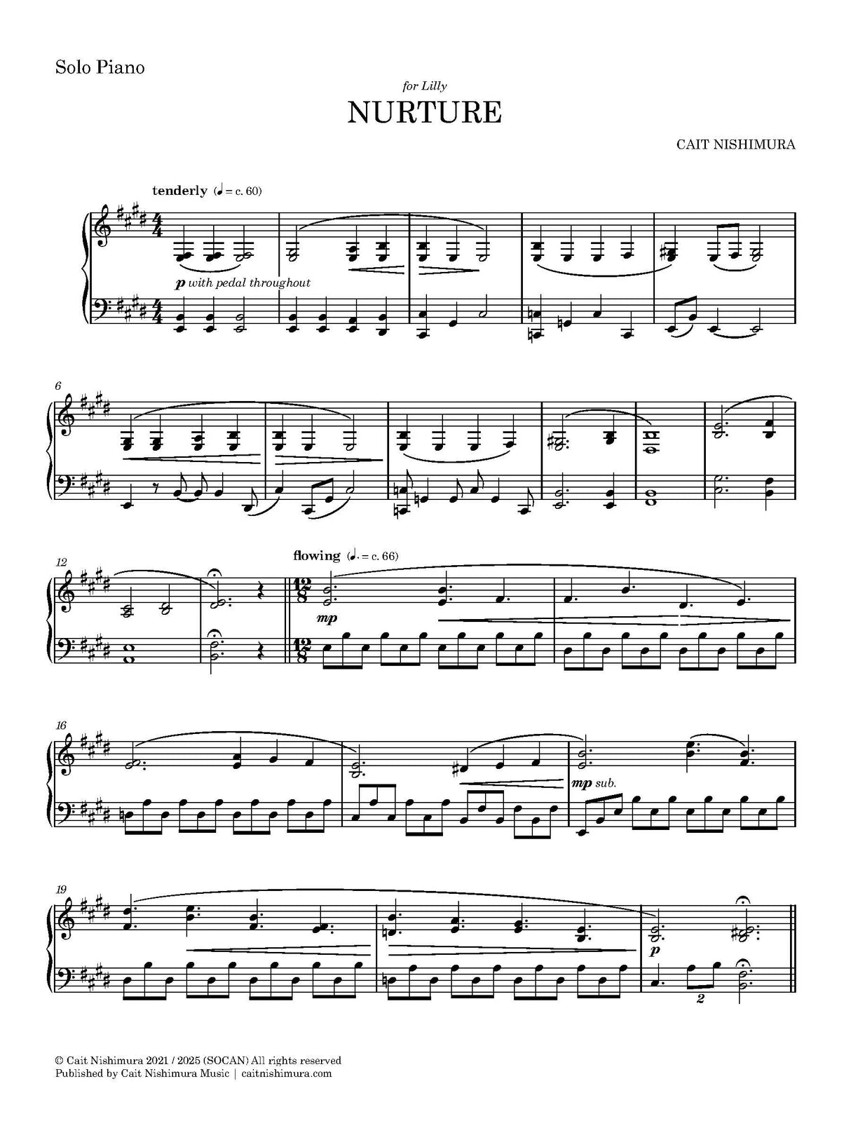 Nishimura: Nurture (Version for Piano)