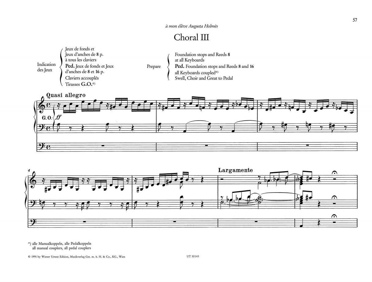 Franck: 3 Chorals Pour Grand Orgue