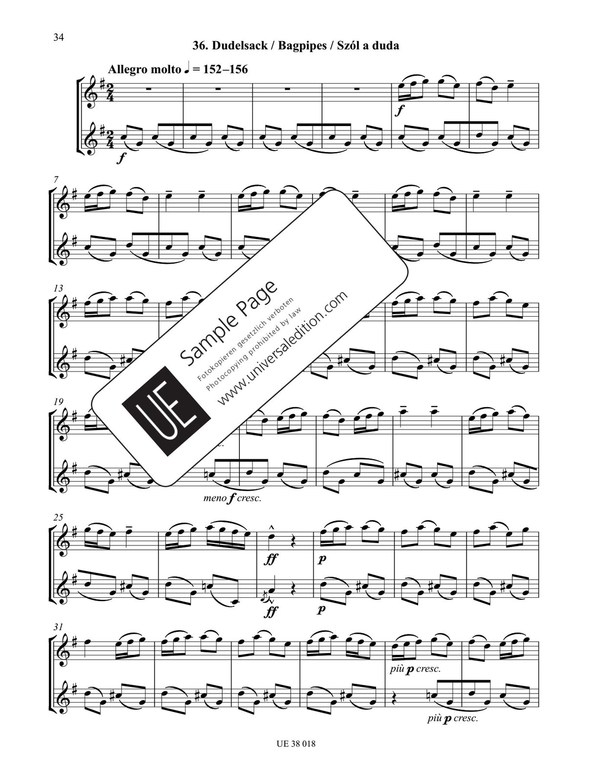 Bartók: 44 Duos (arr. for 2 flutes)
