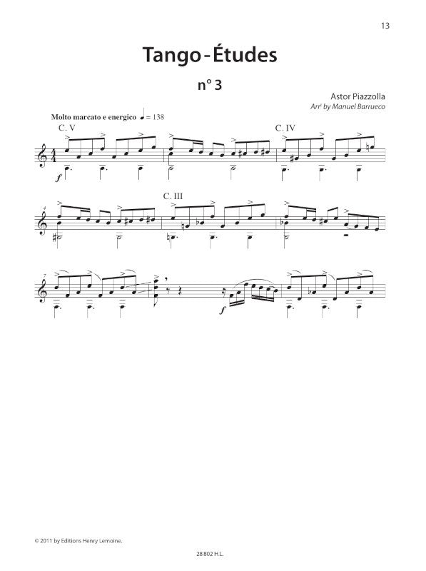 Piazzolla: Tango Etudes (for guitar)