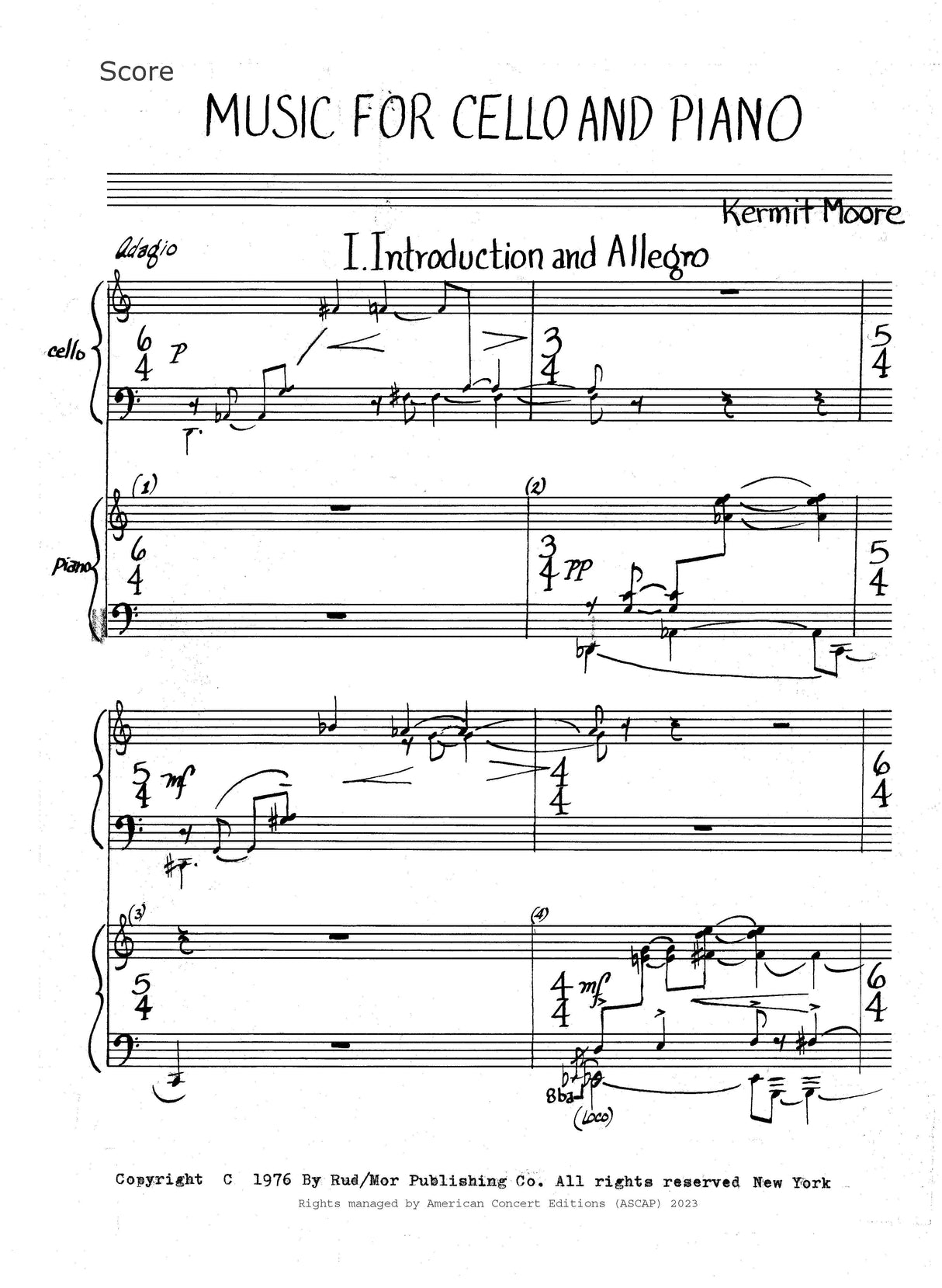 Moore: Music for Cello and Piano
