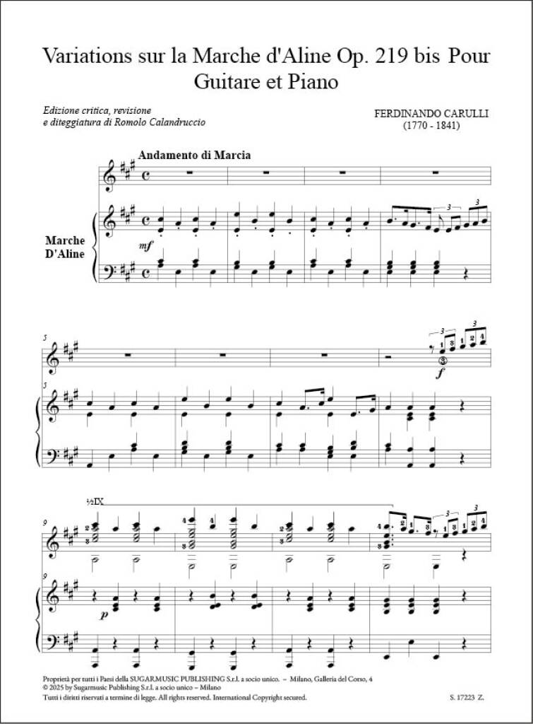 Carulli: Variations on Marche d'Aline, Op. 219 (Version for Guitar & Piano)