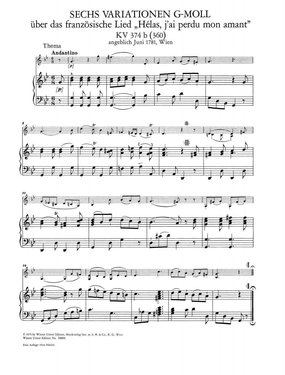 Mozart: Variations for Piano and Violin