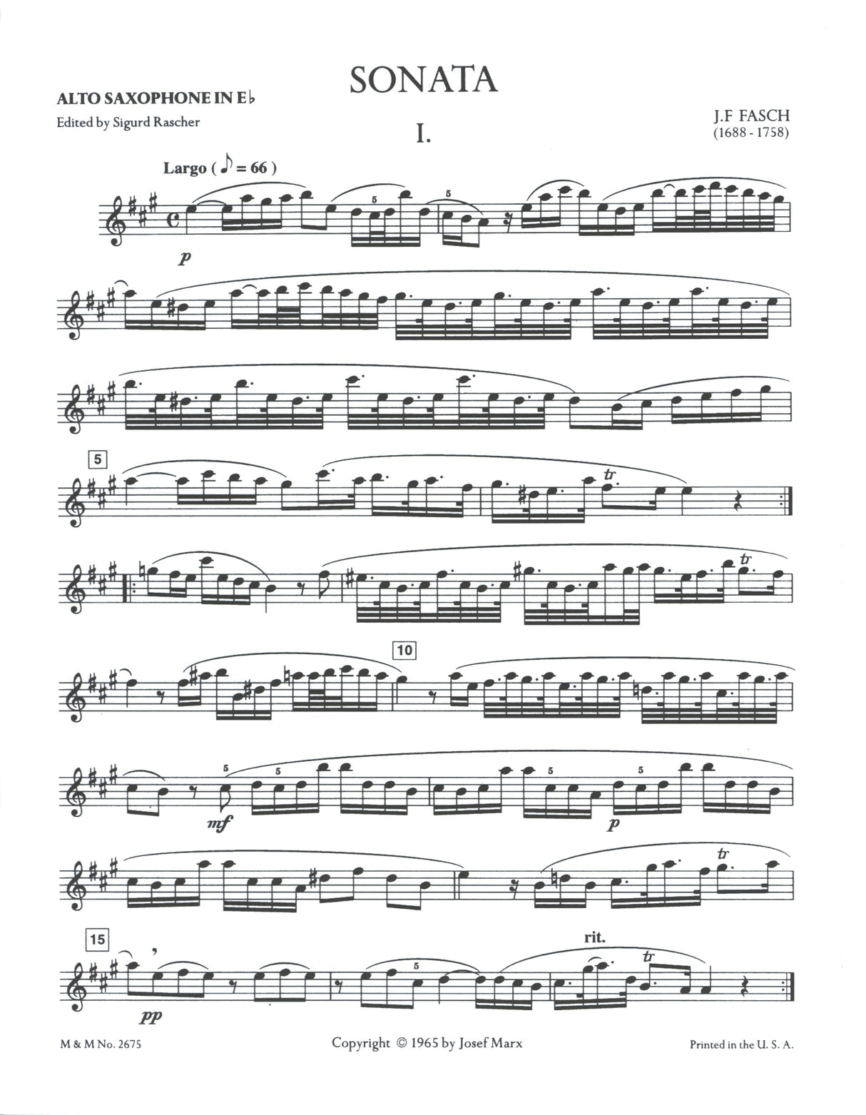 Fasch: Sonata in C Major (arr. for alto sax)