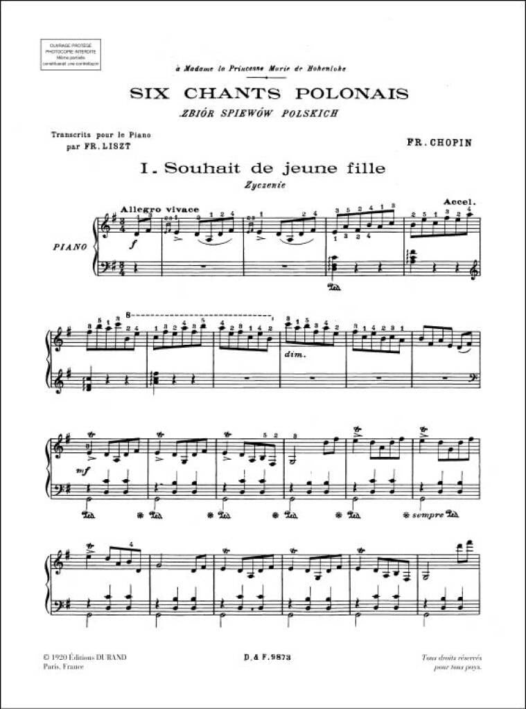 Liszt: 6 Polish Songs, S. 480