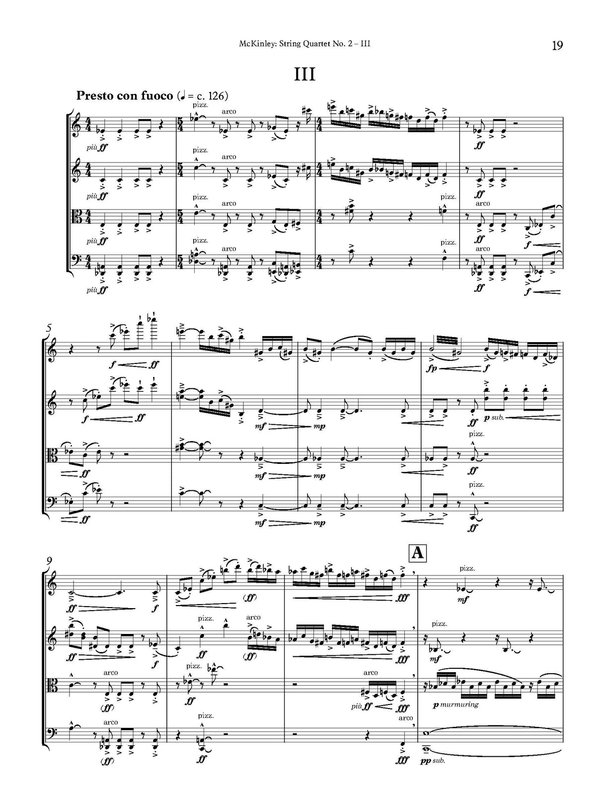 E.M. McKinley: String Quartet No. 2