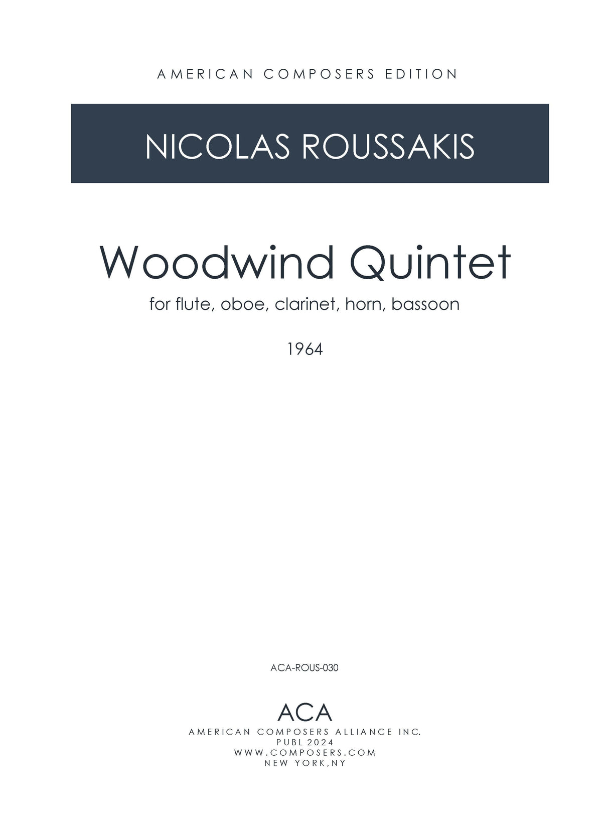 Roussakis: Woodwind Quintet