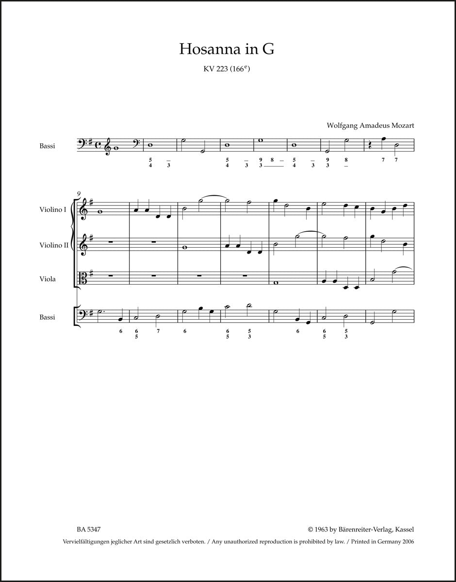 Mozart: Hosanna in G Major, K. 223 (166e)