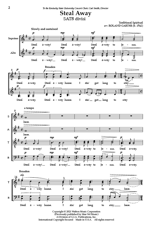 Steal Away (arr. for SATB)
