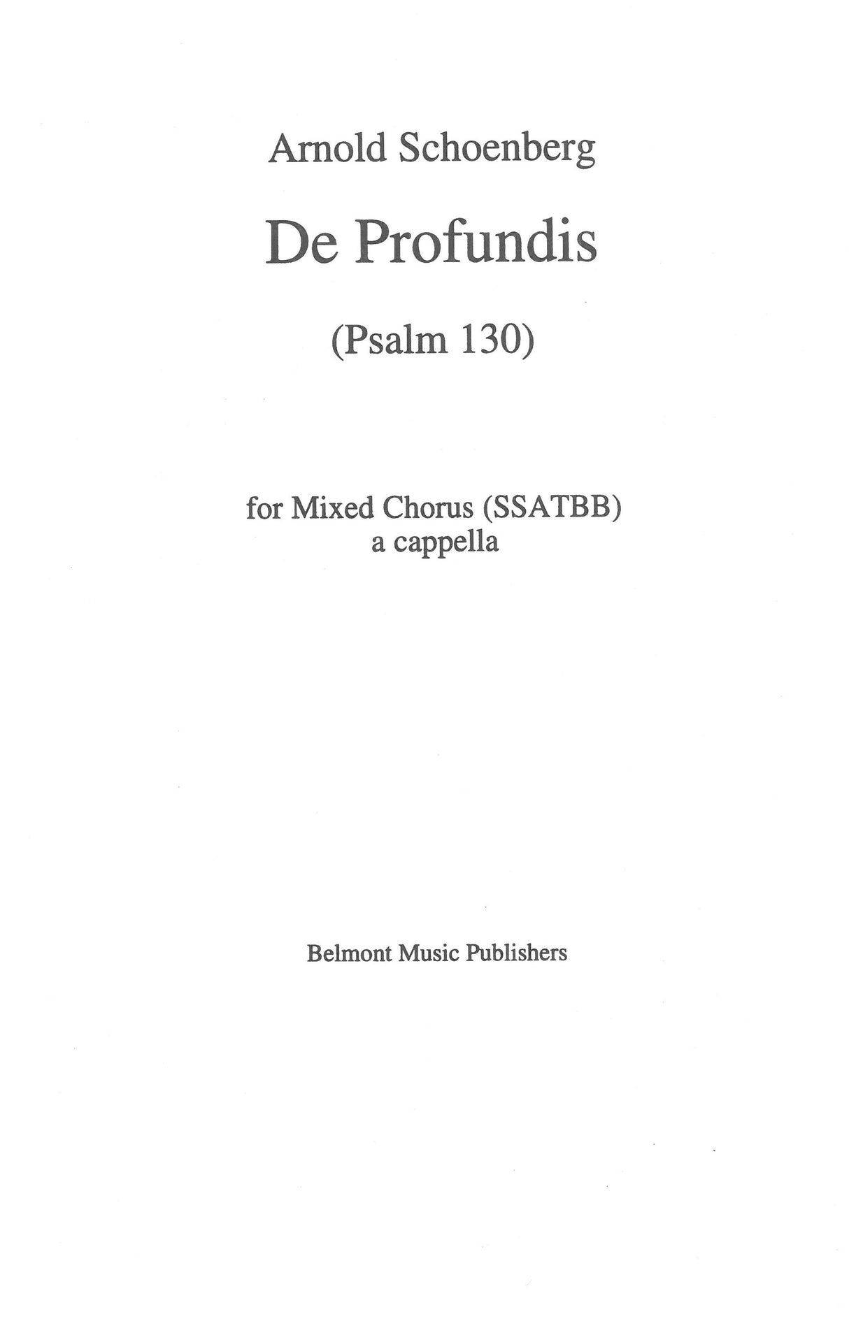 Schoenberg: De Profundis, Op. 50b