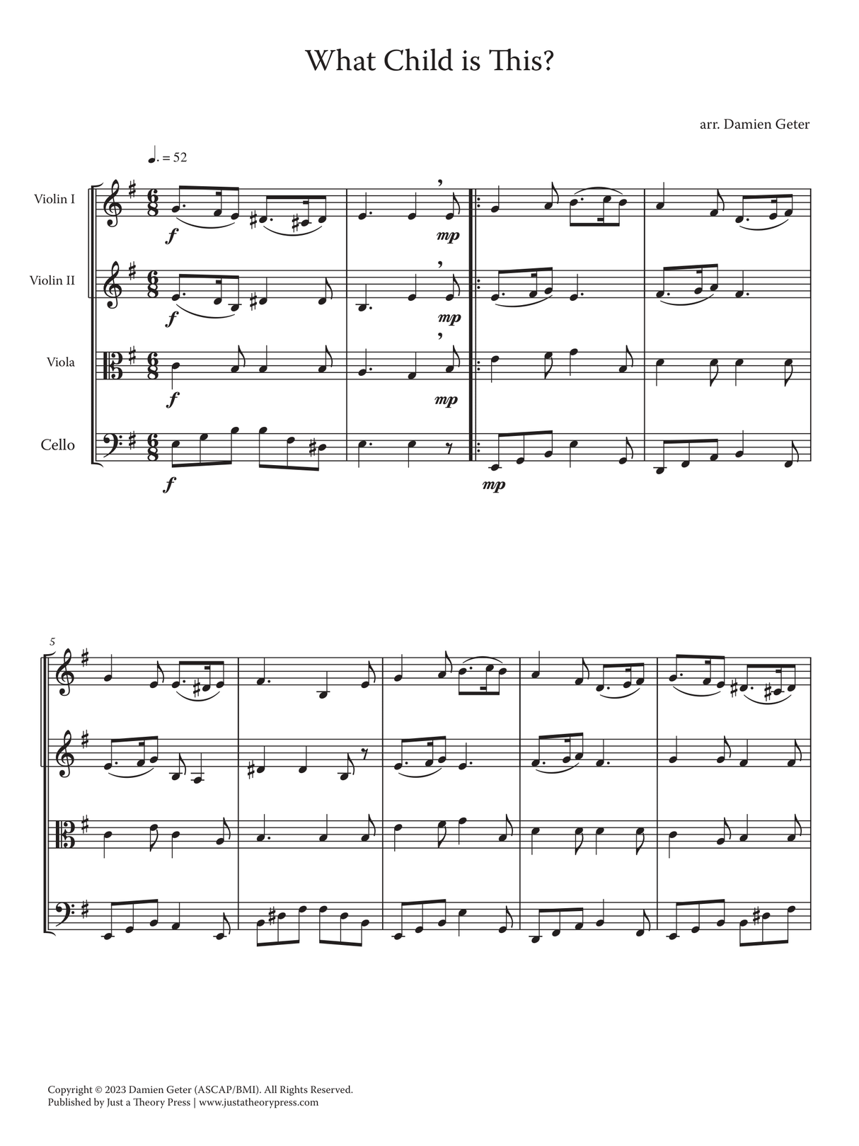 Geter: Christmas Hymns for String Quartet