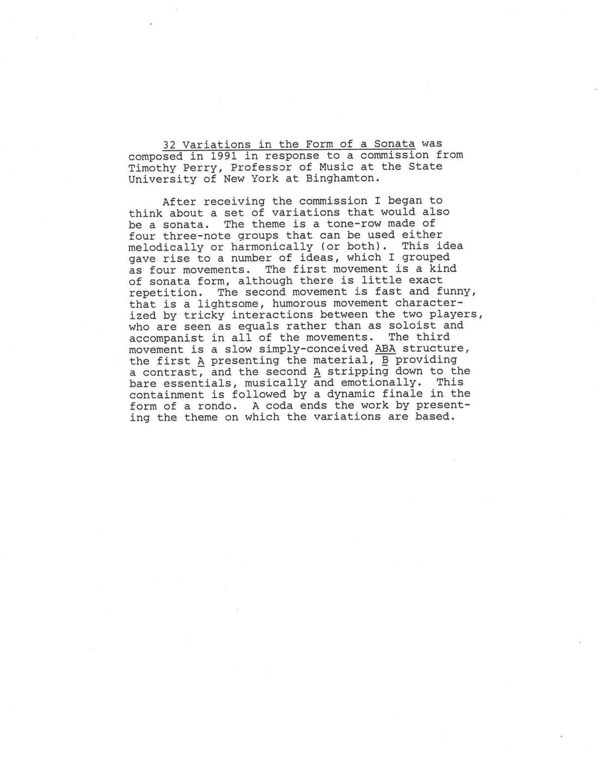 Borroff: Thirty-Two Variations in the Form of a Sonata