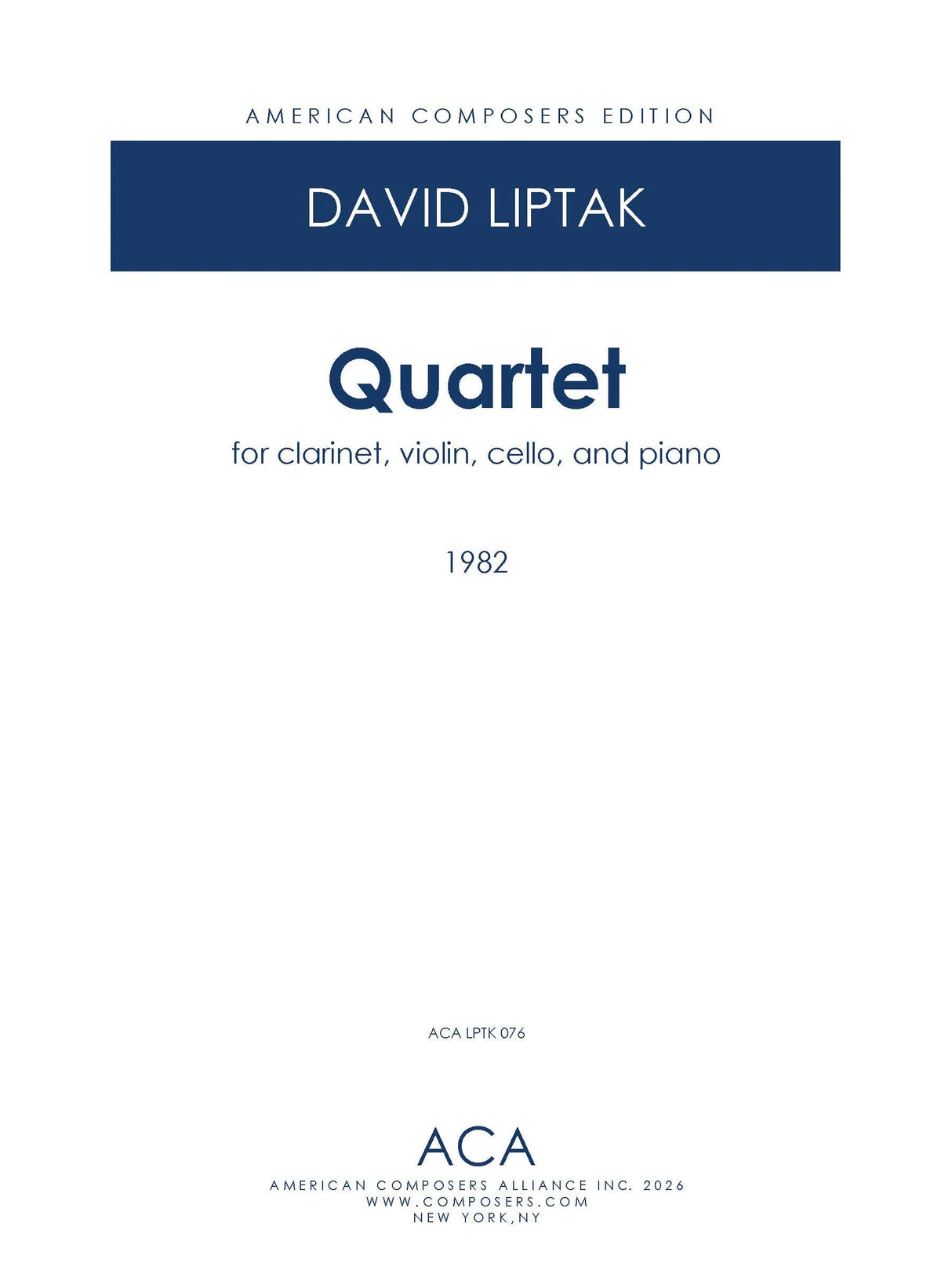 Liptak: Quartet for Clarinet & Piano Trio