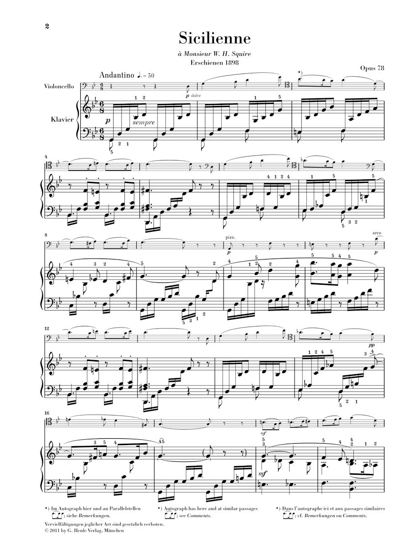 Fauré: Sicilienne, Op. 78