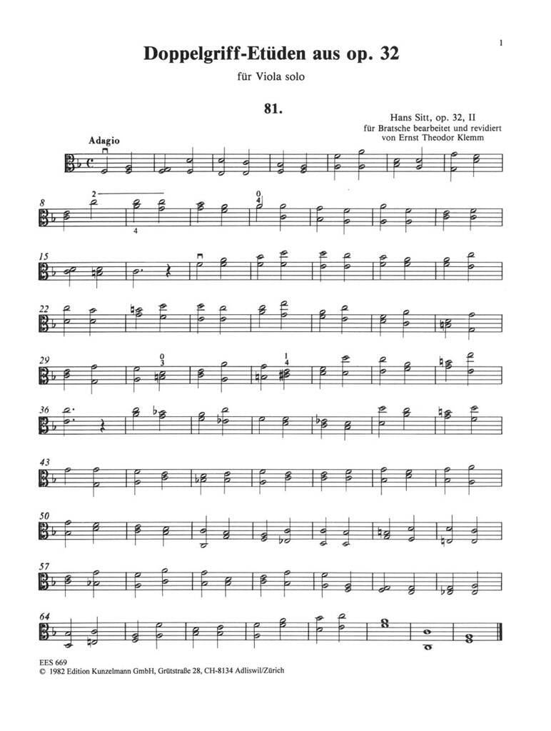 Sitt: 20 études from Op. 32 - Book 5 (transc. for viola)