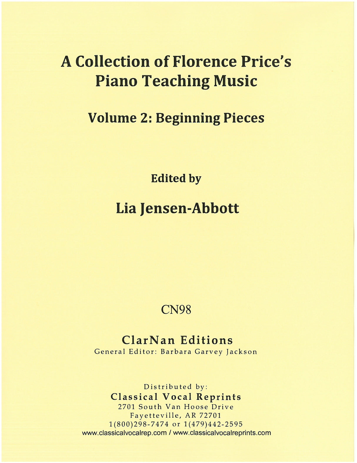 A Collection of Florence Price's Piano Teaching Music - Volume 2 (Beginning Pieces)