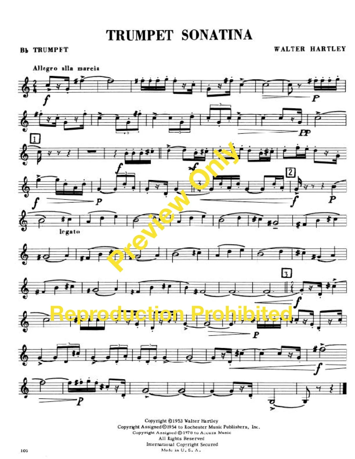 Hartley: Trumpet Sonatina(Version for Trumpet & Piano)