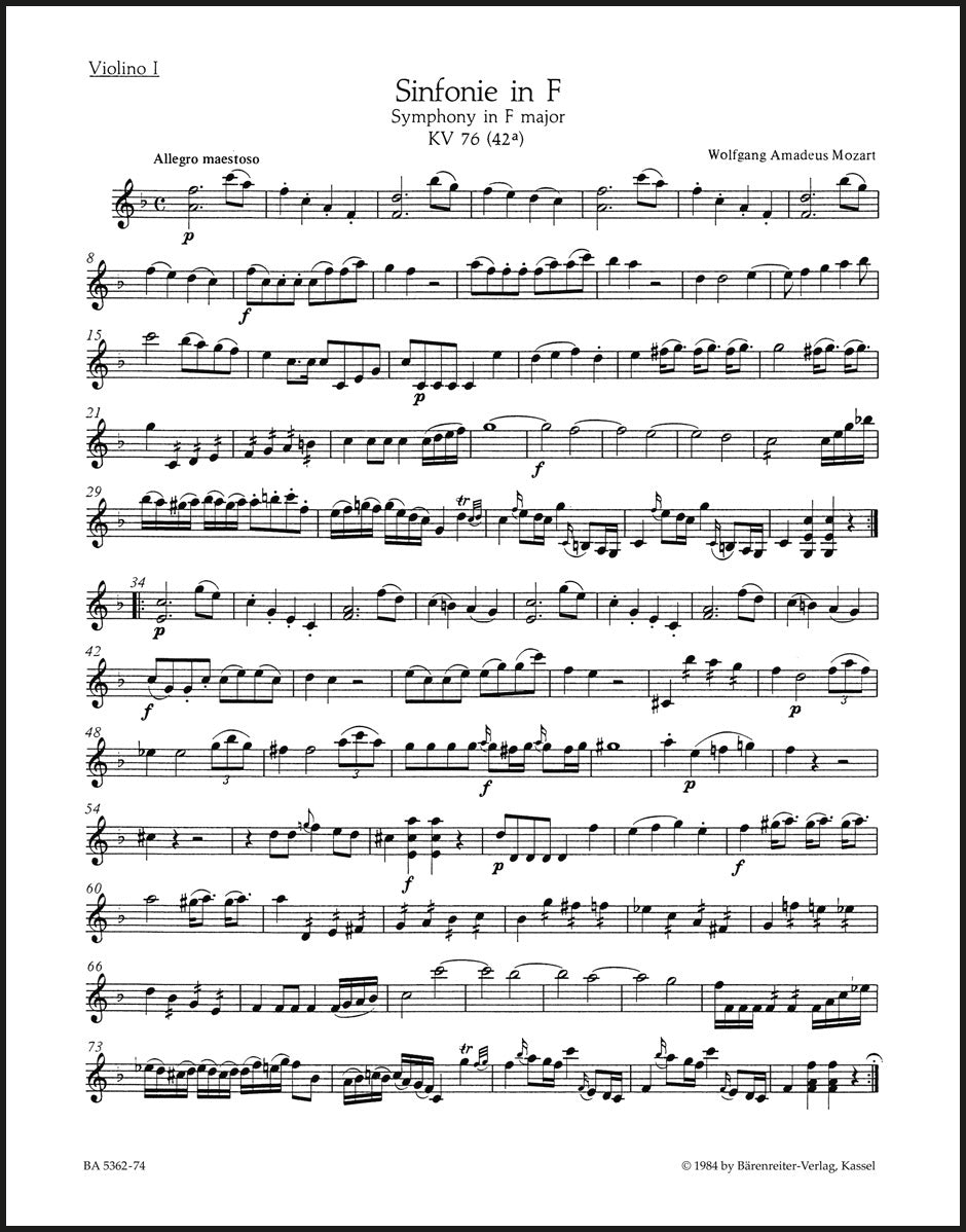 Mozart: Symphony in F Major, K. 76 (42a)