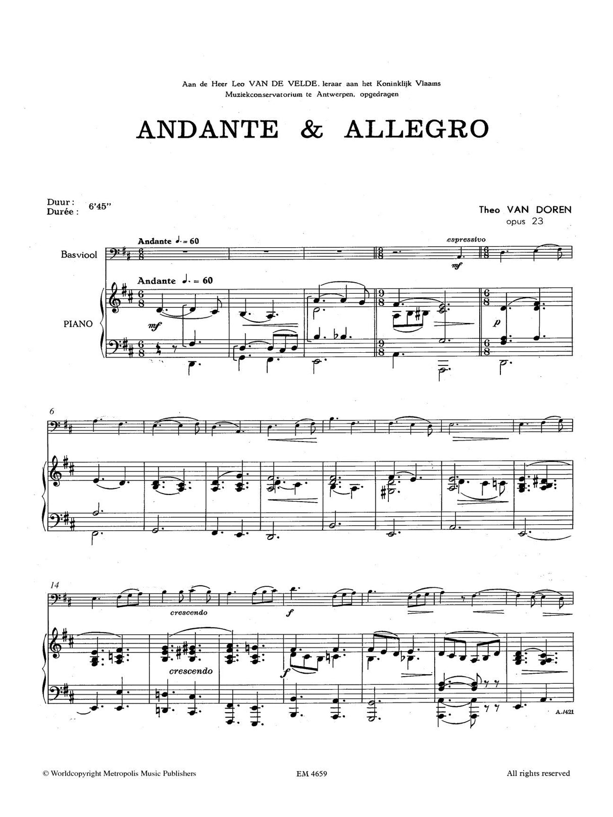 Doren: Andante & Allegro, Op. 23