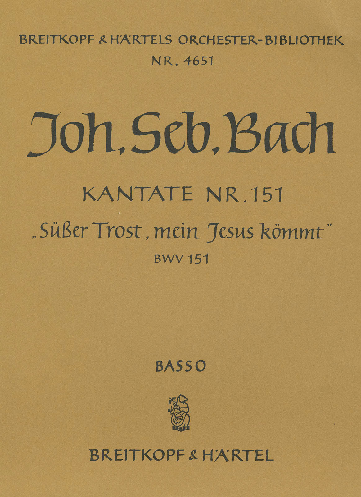Bach: Süßer Trost, mein Jesus kömmt, BWV 151