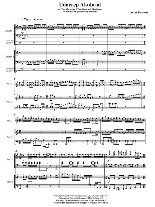 Dorman: Udacrep Akubrad (Version for Percussion Duo)