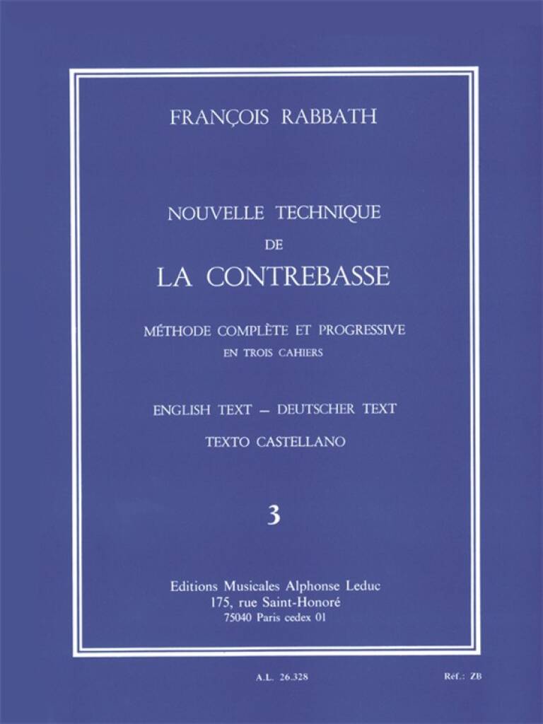 Rabbath: A New Technique for the Double Bass - Volume 3