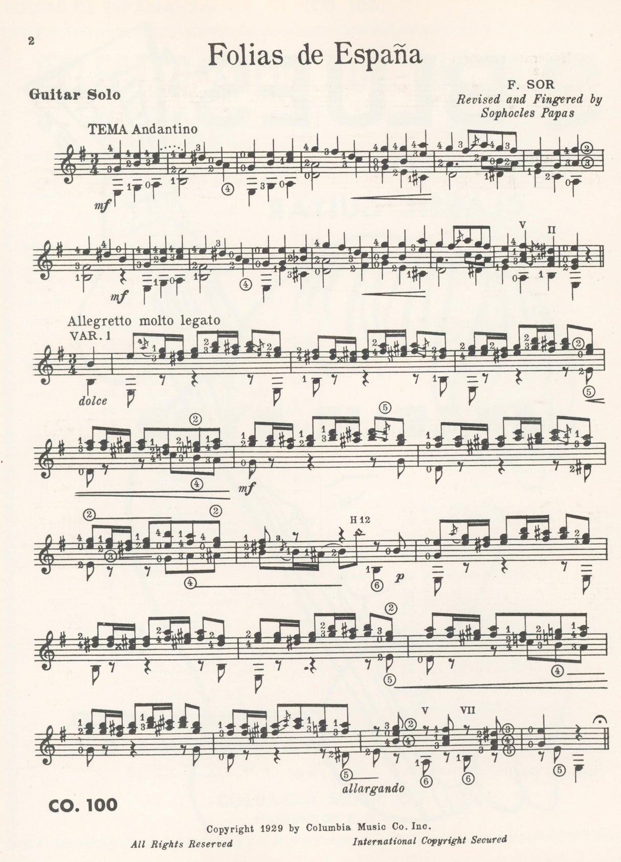 Sor: Les folies d'Espagne, Op. 15a