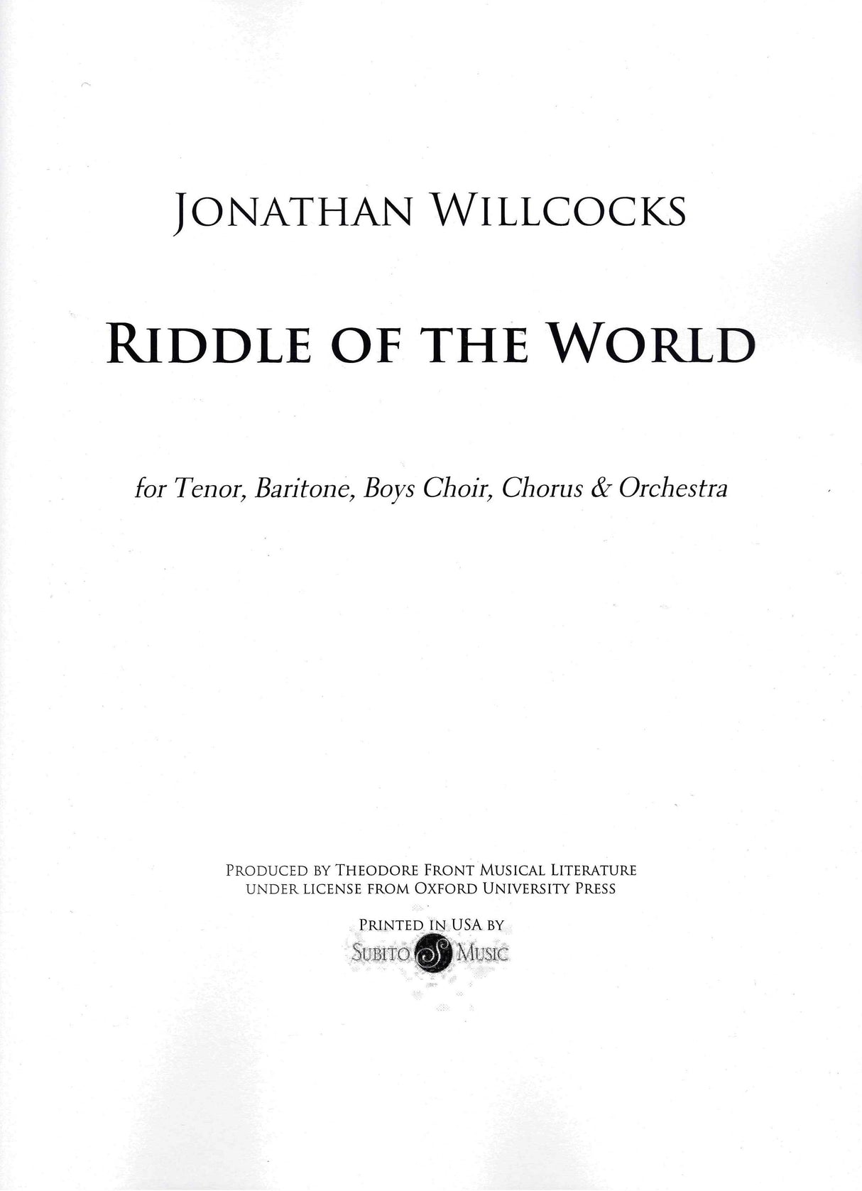 J. Willcocks: Riddle of The World