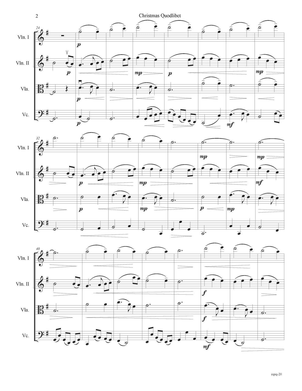 Flaherty: Christmas Quodlibet (Version for String Quartet)