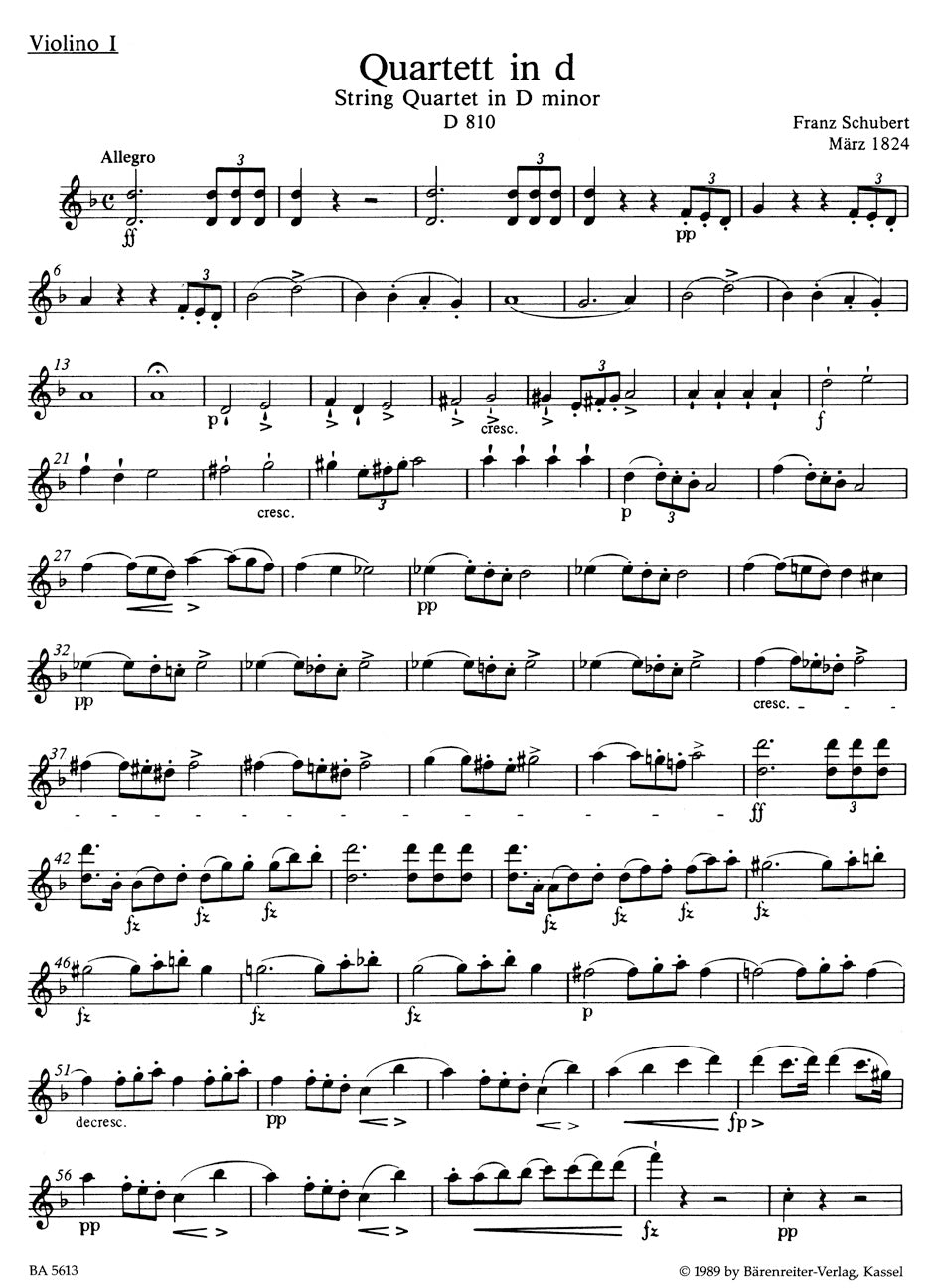 Schubert: String Quartet in D Minor, D 810 ("Death and the Maiden")