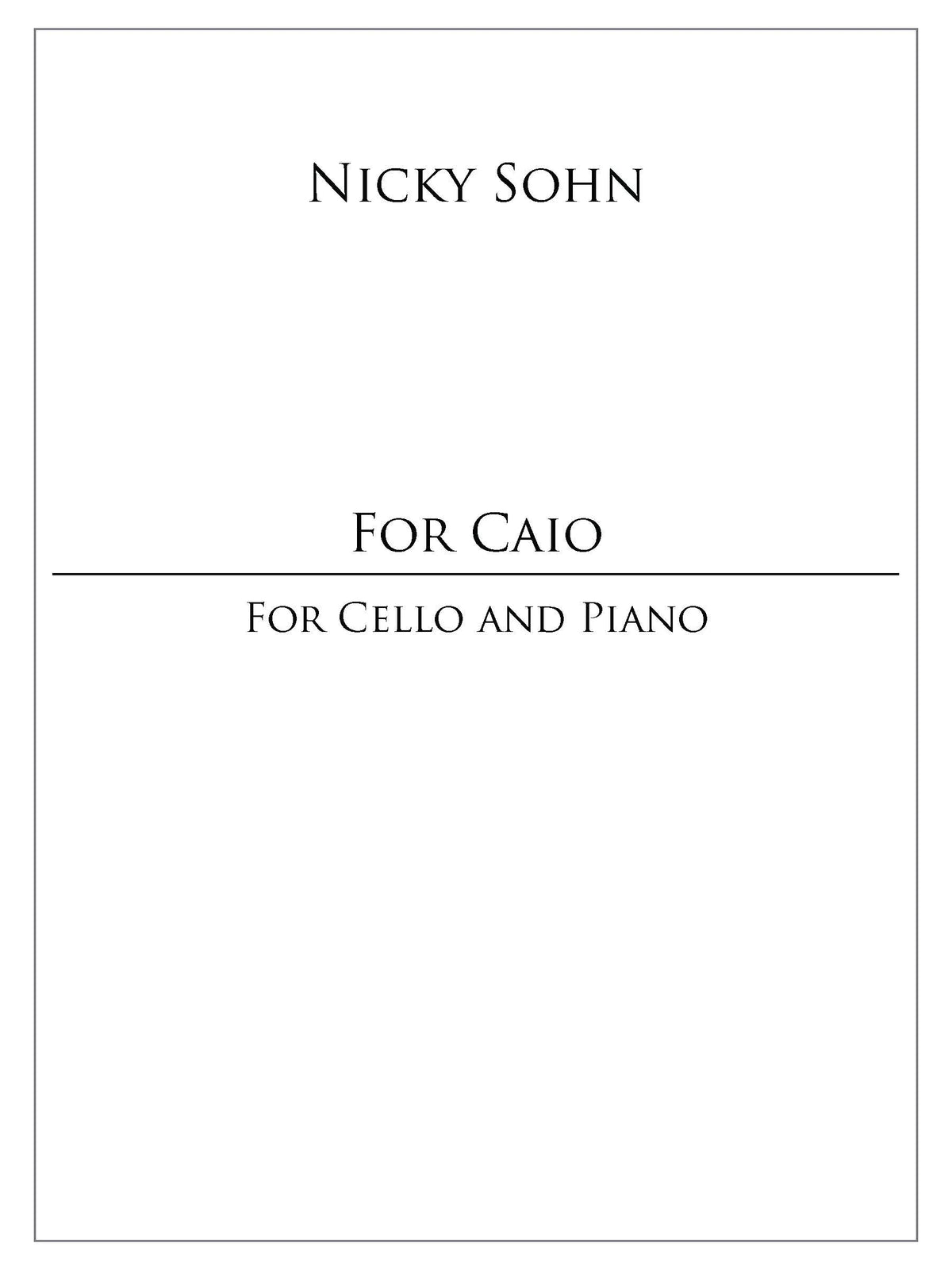 Sohn: For Caio