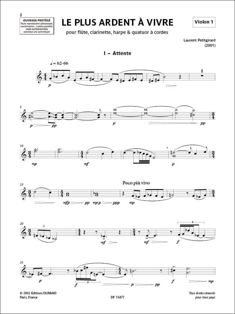 Petitgirard: Le Plus Ardent à Vivre