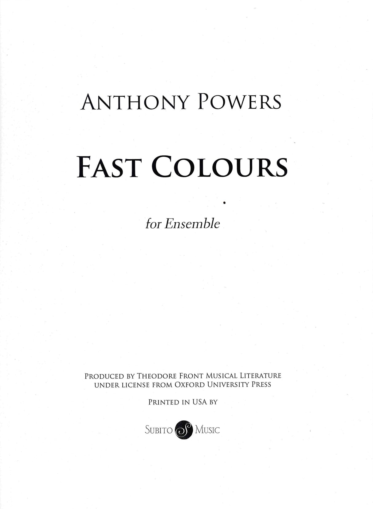 Powers: Fast Colours (Version for Chamber Ensemble)