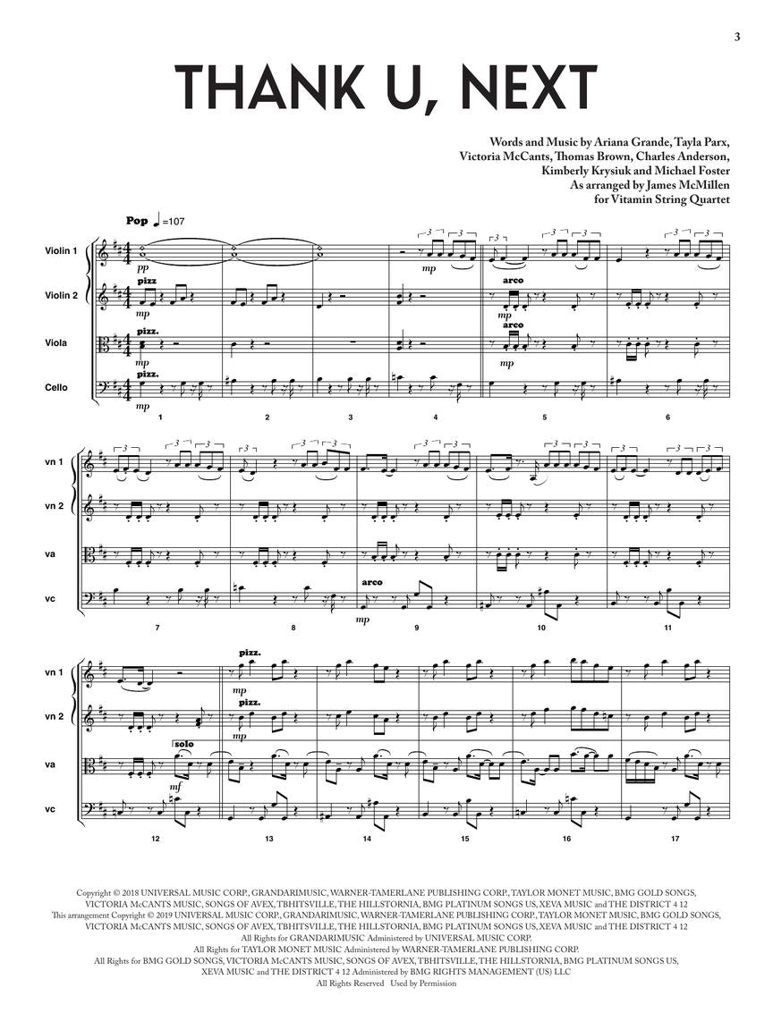 Ariana Grande: Thank U, Next (arr. for string quartet)