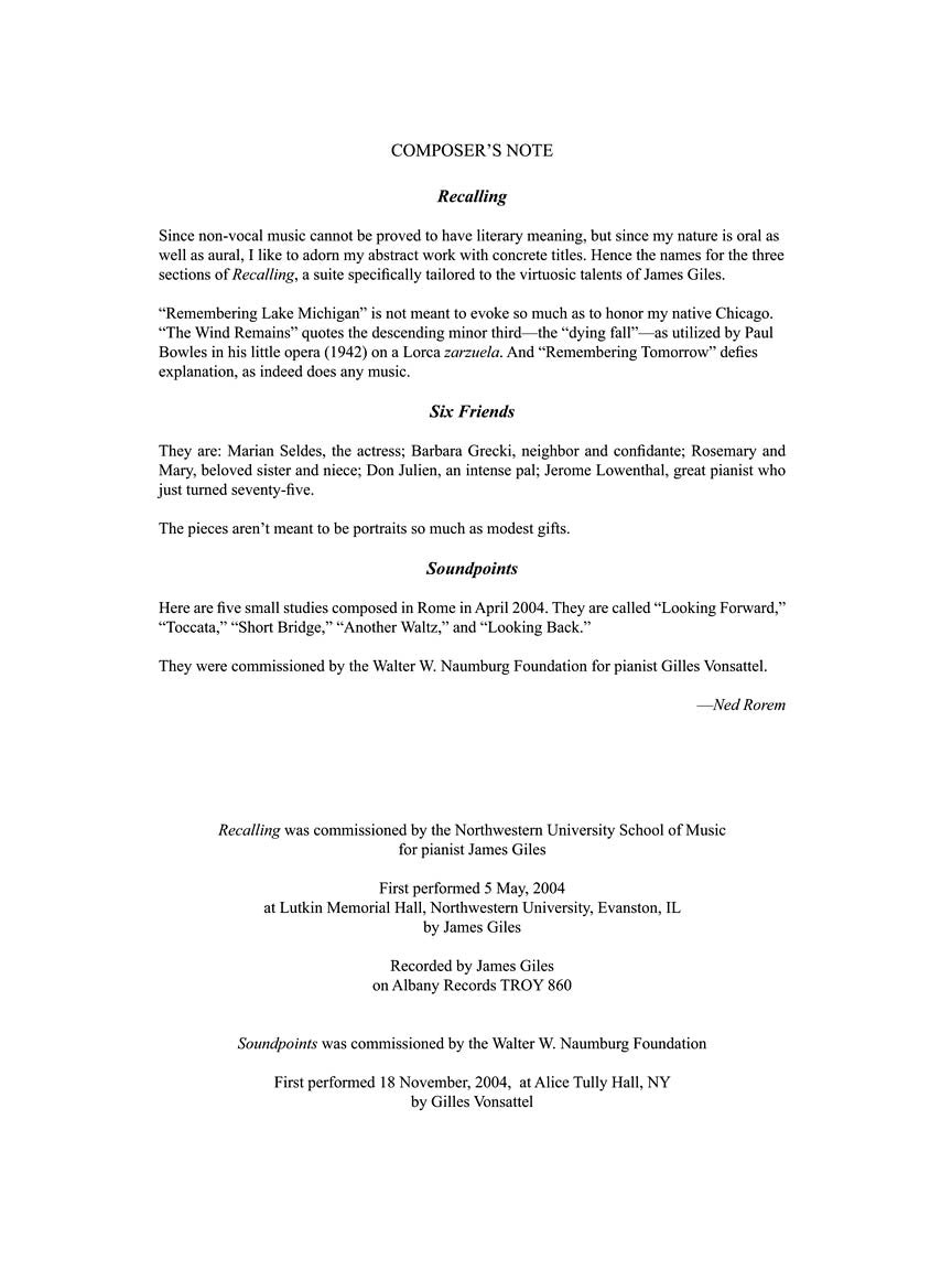 Rorem: Piano Album II