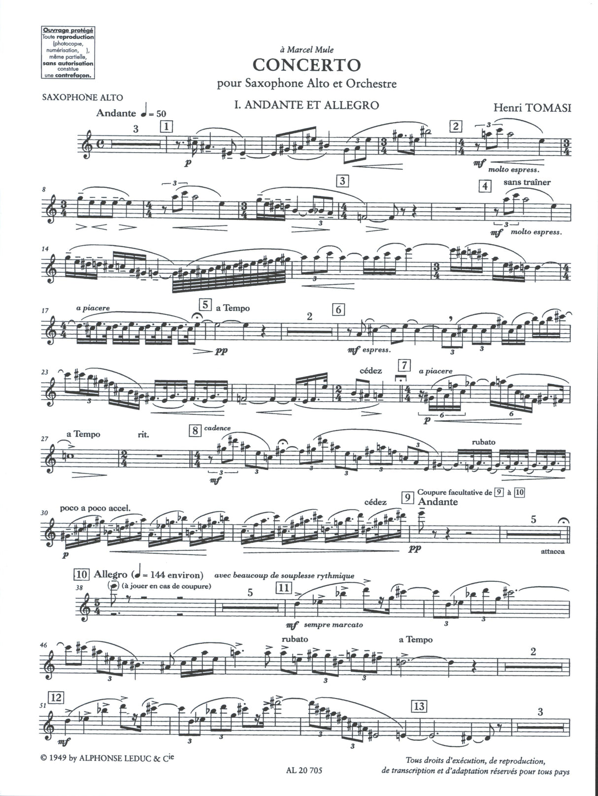 Tomasi: Alto Saxophone Concerto