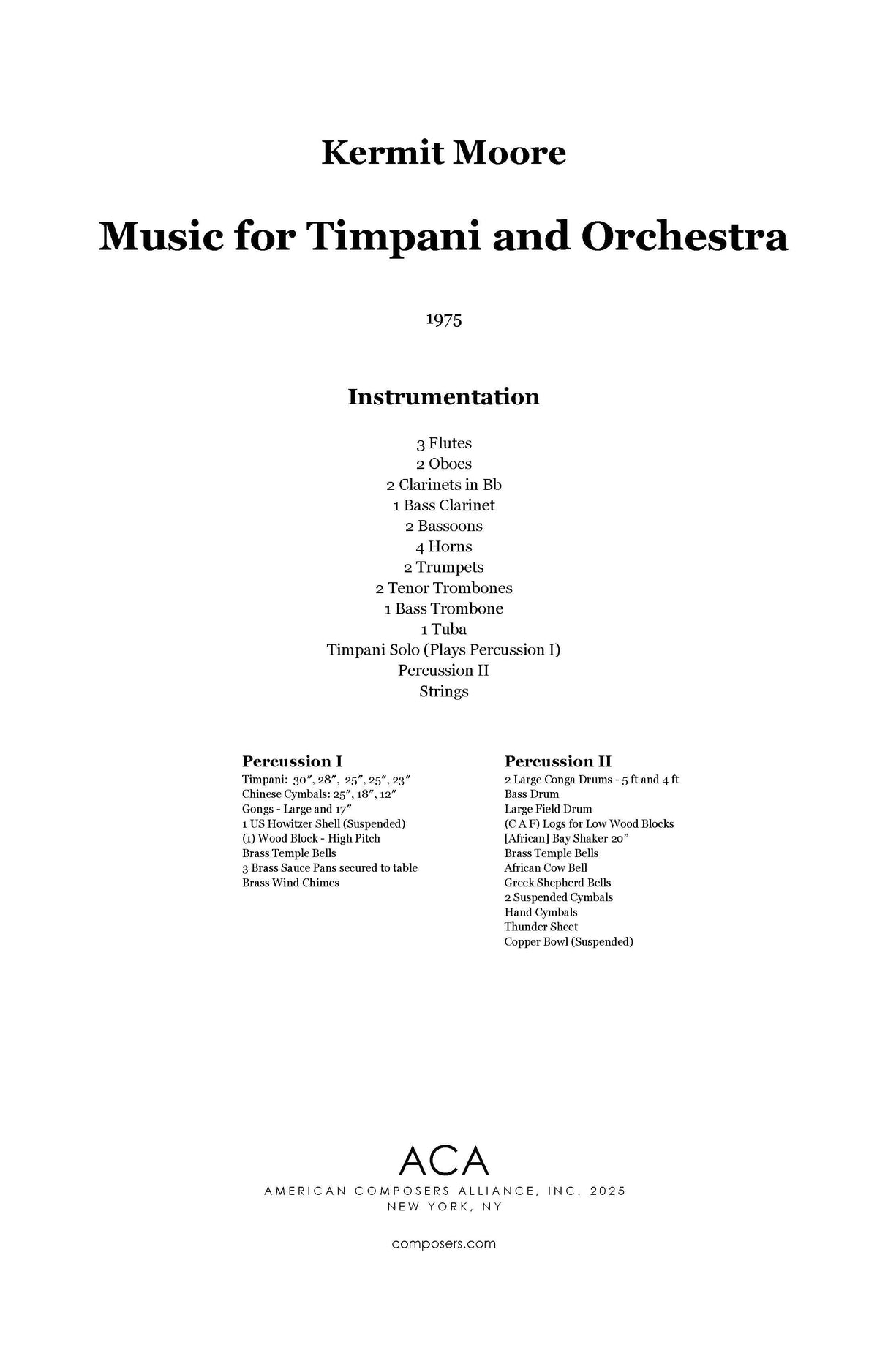 Moore: Music for Timpani and Orchestra