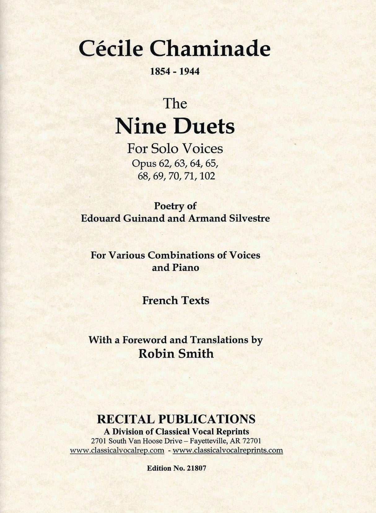 Chaminade: The Nine Duets, Ops. 62-65, 68-71, & 102