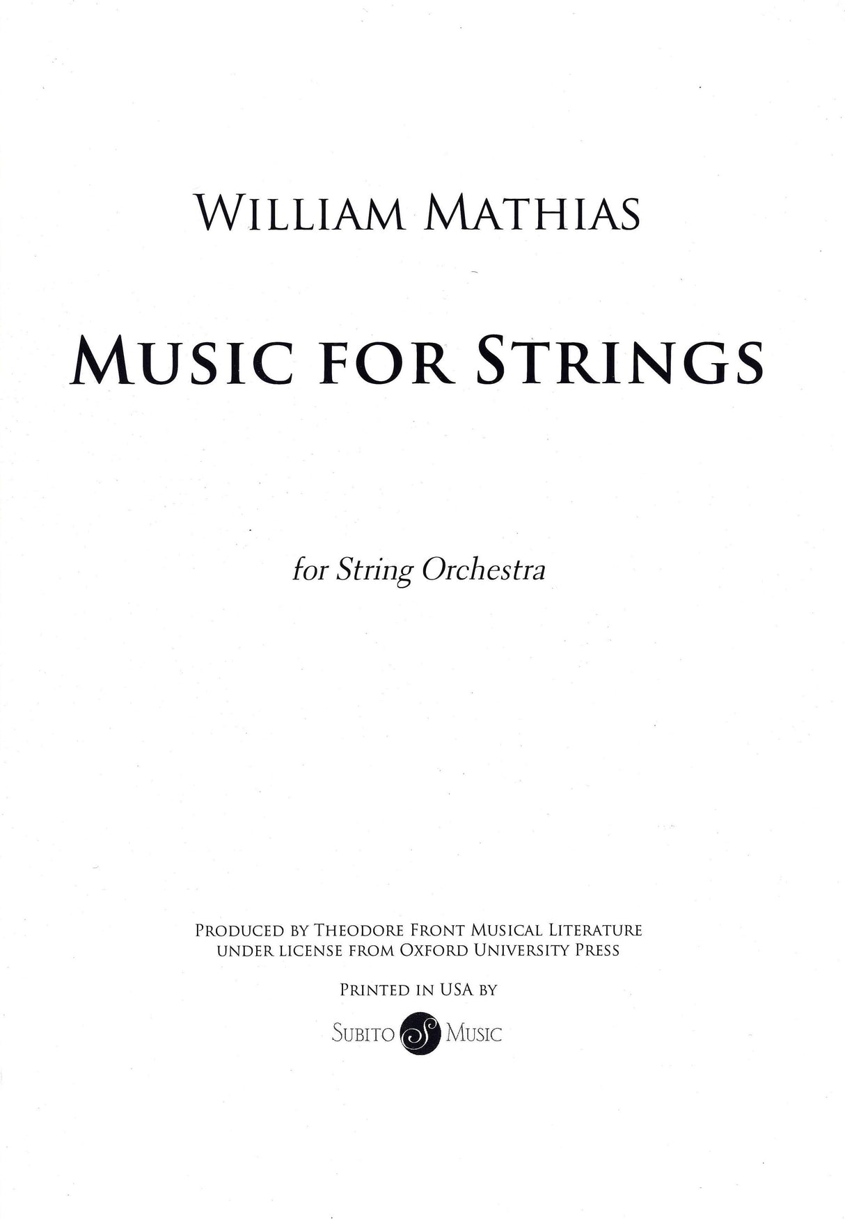 Mathias: Music for Strings